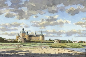 Reproducerad akvarell/giclée - Kalmar Slott